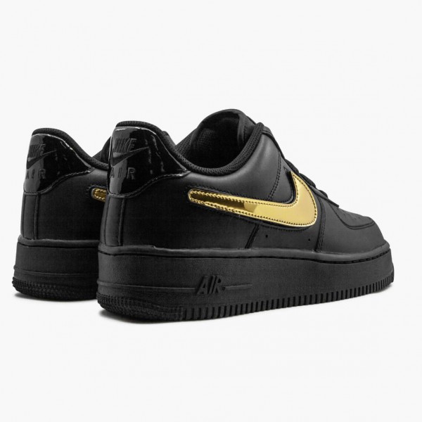 Rød  Nike Air Force 1 Svart Metallic Gull Removable Swoosh Pack CT2252 001 Dame/Herre Sko