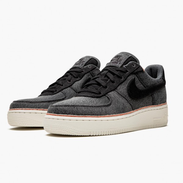 Svart  Nike Air Force 1 Low 3x1 Denim Svart 905345 006 Herre Sneakers