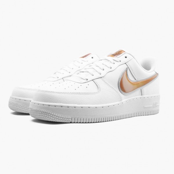 Billig  Nike Air Force 1 Low Oversized Swoosh Hvit Oransje Peel AO2441 102 Dame/Herre Sko