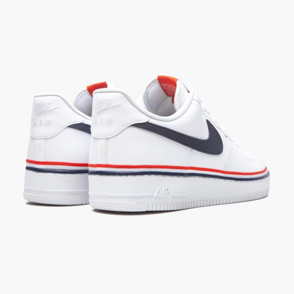 Rød  Nike Air Force 1 Low Ribbon Hvit Blå CJ1377 100 Dame/Herre Sneakers