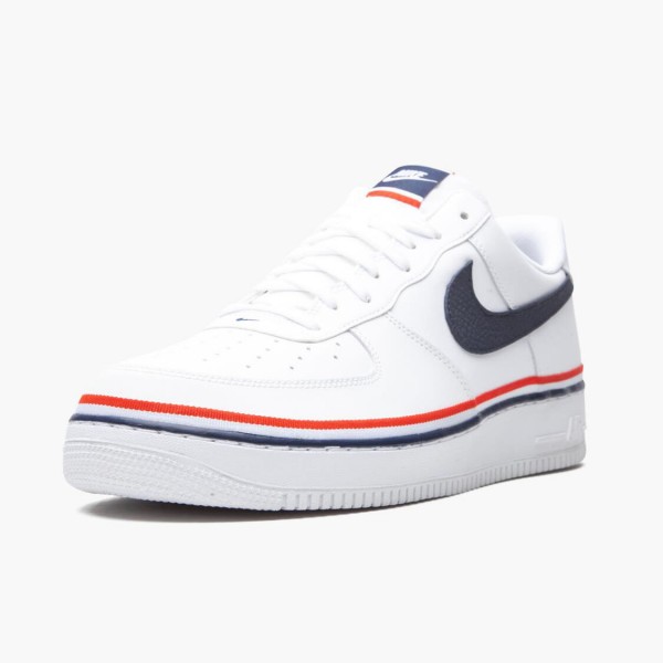 Rød  Nike Air Force 1 Low Ribbon Hvit Blå CJ1377 100 Dame/Herre Sneakers