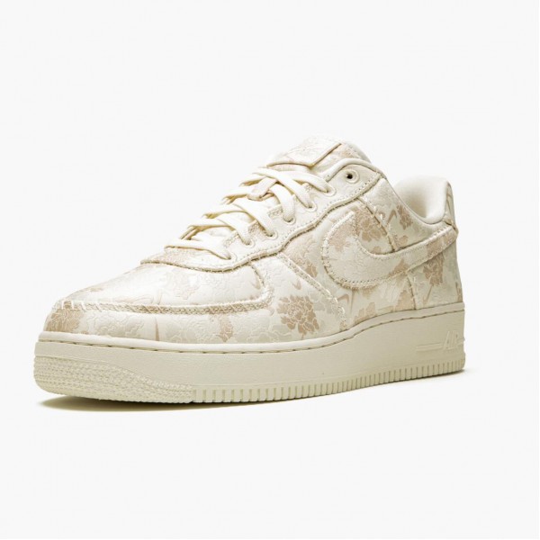 Blå  Nike Air Force 1 Low Satin Floral Pale Ivory AT4144 100 Dame/Herre Sneakers