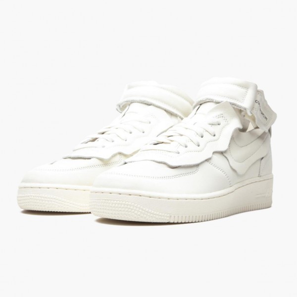 Brun  Nike Air Force 1 Mid Comme des Garcons Hvit DC3601 100 Dame/Herre Sneakers