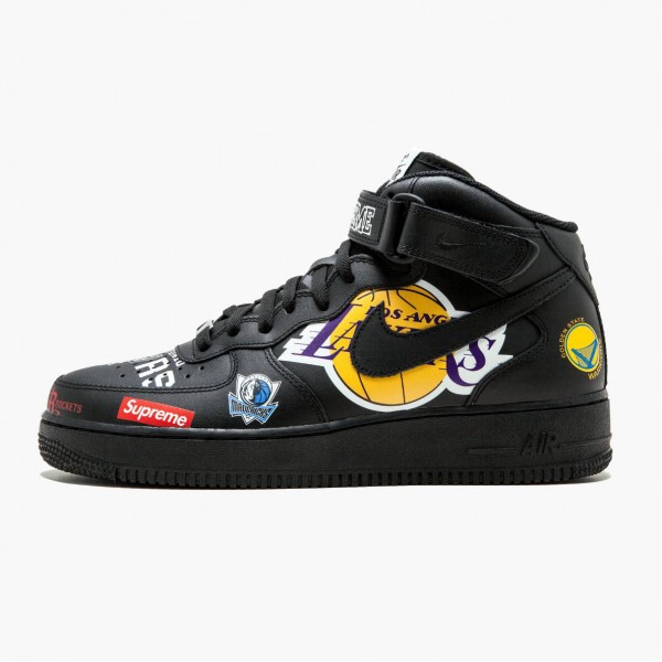 Nike Air Force 1 Mid Supreme NBA Svart AQ8017 001 Dame/Herre