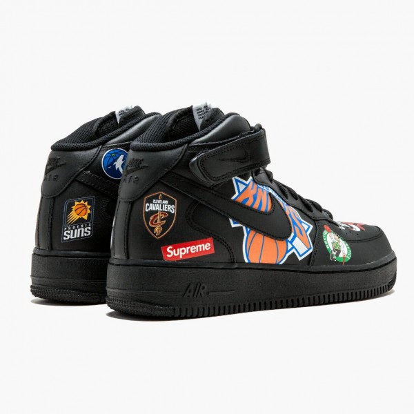 Hvit  Nike Air Force 1 Mid Supreme NBA Svart AQ8017 001 Dame/Herre Sko