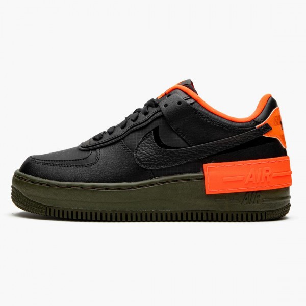 Nike Air Force 1 Shadow Svart Hyper Crimson Cargo Khaki CQ3317 001 Dame