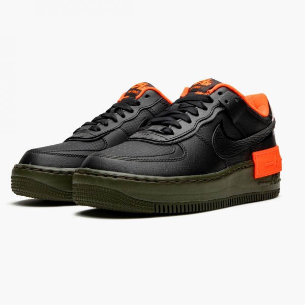 Butikk  Nike Air Force 1 Shadow Svart Hyper Crimson Cargo Khaki CQ3317 001 Dame Sko