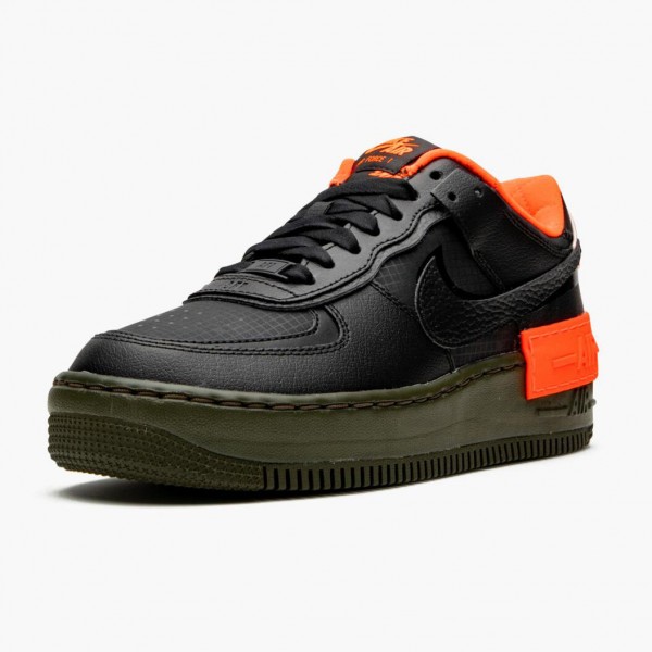 Butikk  Nike Air Force 1 Shadow Svart Hyper Crimson Cargo Khaki CQ3317 001 Dame Sko