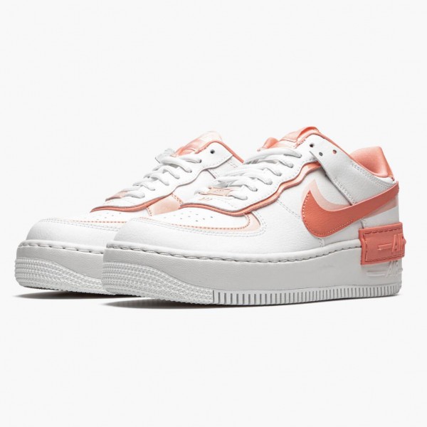 Brun  Nike Air Force 1 Shadow Hvit Coral Rosa CJ1641 101 Dame/Herre Sneakers