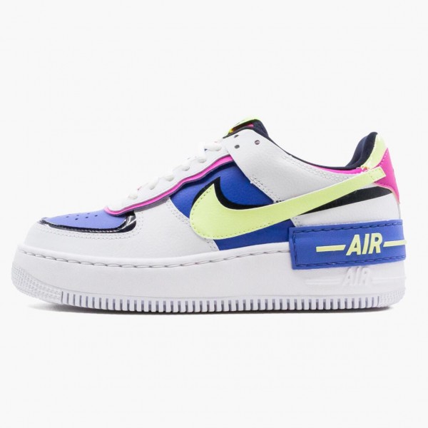 Nike Air Force 1 Shadow Hvit Sapphire Barely Volt CJ1641 100 Dame