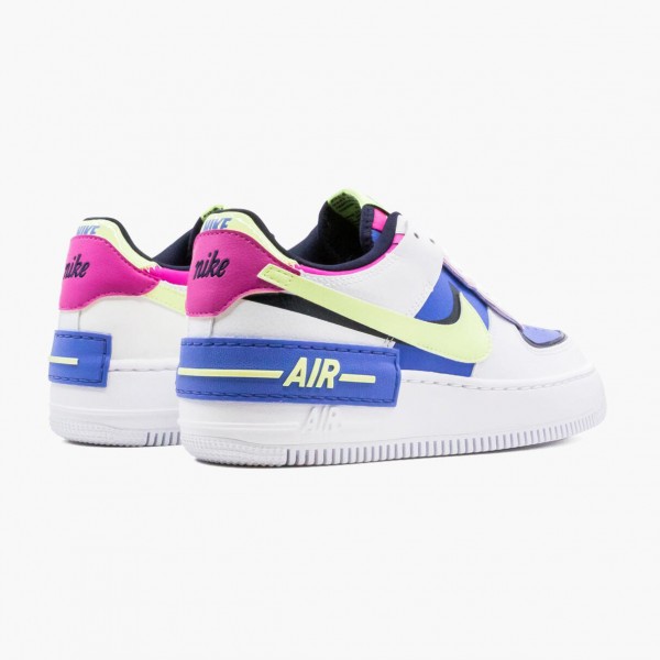 Blå  Nike Air Force 1 Shadow Hvit Sapphire Barely Volt CJ1641 100 Dame Sko