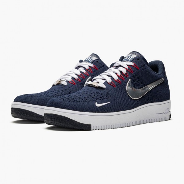 Hvit  Nike Air Force 1 Ultra Flyknit Patriots 6X Champs CU9335 400 Dame/Herre Sneakers