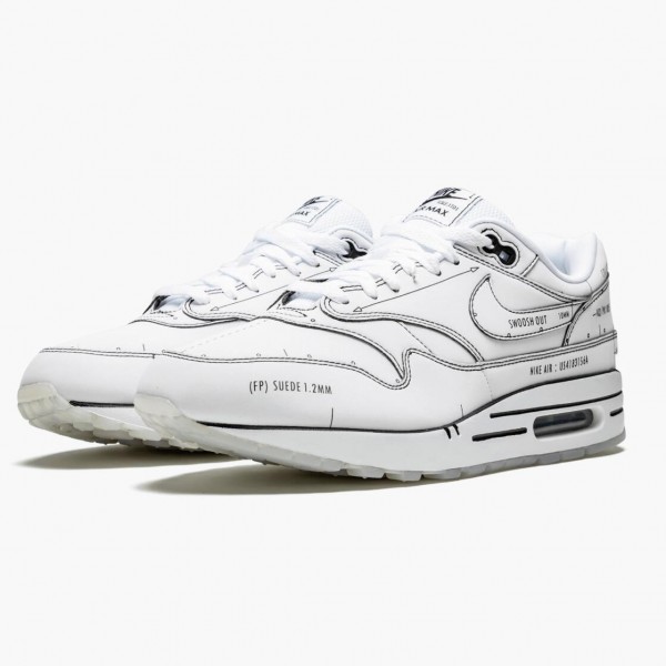 Svart  Nike Air Max 1 Tinker Schematic CJ4286 100 Dame/Herre Sko