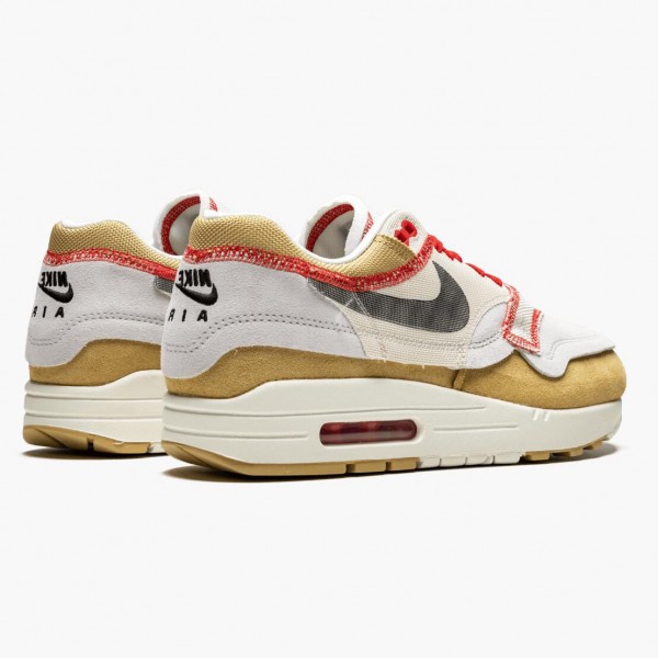 Rød  Nike Air Max 1 Inside Out Club Gull Svart 858876 713 Dame/Herre Sneakers