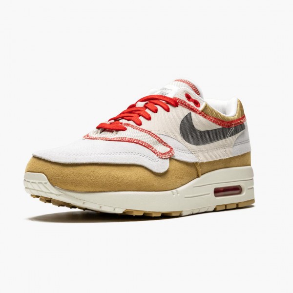 Rød  Nike Air Max 1 Inside Out Club Gull Svart 858876 713 Dame/Herre Sneakers