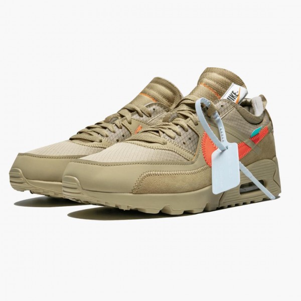 Rød  Nike Air Max 90 OFF WHITE Desert Ore AA7293 200 Dame/Herre Sko