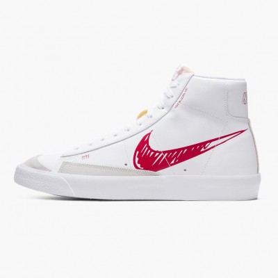 Nike Blazer Mid 77 Sketch Hvit Rød CW7580 100 Dame/Herre