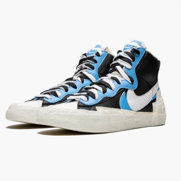 Butikk  Nike Blazer Mid sacai Hvit Svart Legend Blå BV0072 001 Dame/Herre Sneakers