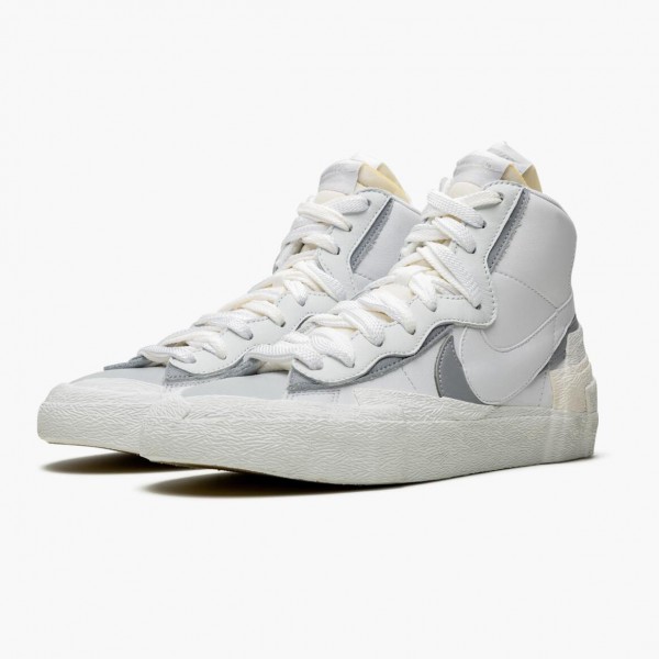 Butikk  Nike Blazer Mid sacai Hvit Grå BV0072 100 Dame/Herre Sneakers