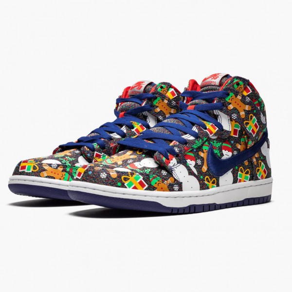 Hvit  Nike SB Dunk High Concepts Ugly Christmas Sweater 881758 446 Dame/Herre Sneakers