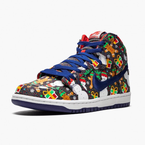 Hvit  Nike SB Dunk High Concepts Ugly Christmas Sweater 881758 446 Dame/Herre Sneakers