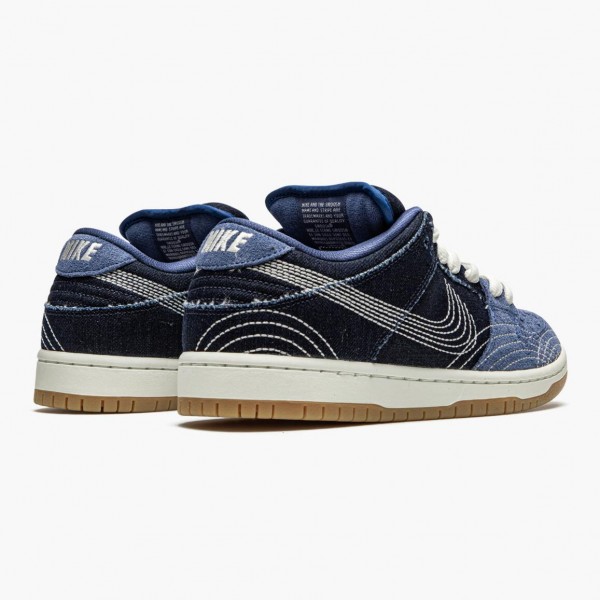 Blå  Nike SB Dunk Low Denim Sashiko CV0316 400 Dame/Herre Sneakers