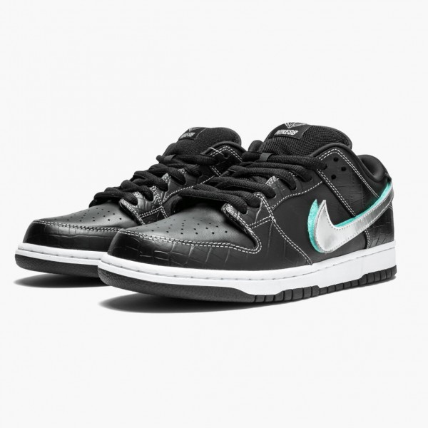 Billig  Nike SB Dunk Low Diamond Supply Co Svart Diamond BV1310 001 Dame/Herre Sko