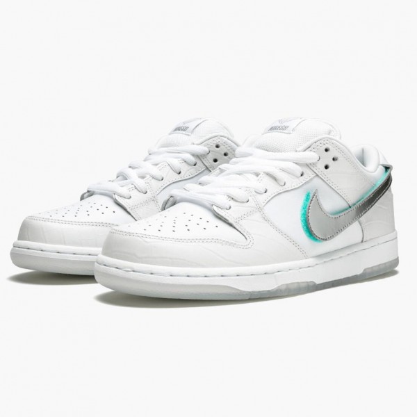 Blå  Nike SB Dunk Low Diamond Supply Co Hvit Diamond BV1310 100 Dame/Herre Sneakers