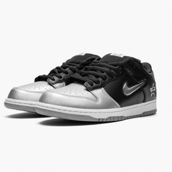 Hvit  Nike SB Dunk Low Supreme Jewel Swoosh Sølv CK3480 001 Dame/Herre Sko