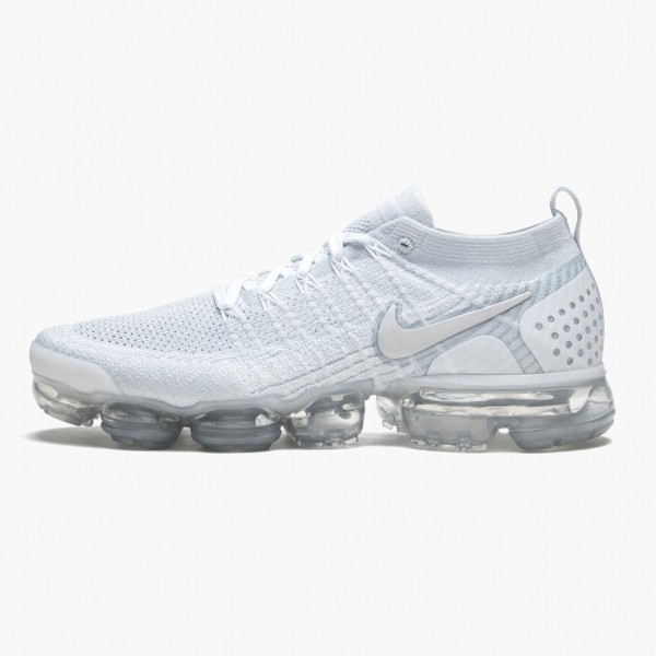 Nike Air VaporMax Flyknit 2 Hvit Vast Grå 942842 105 Dame/Herre 