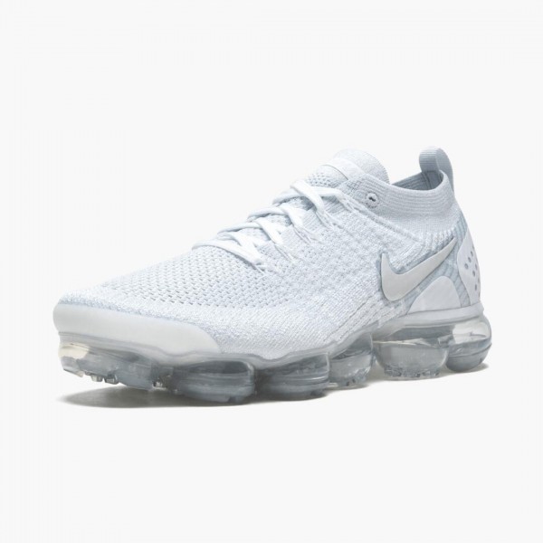 Ny  Nike Air VaporMax Flyknit 2 Hvit Vast Grå 942842 105 Dame/Herre Sko