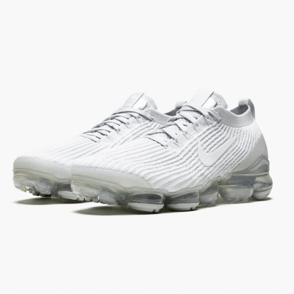 Brun  Nike Air VaporMax Flyknit 3 Hvit Pure Platine 900 102 Dame/Herre Sneakers