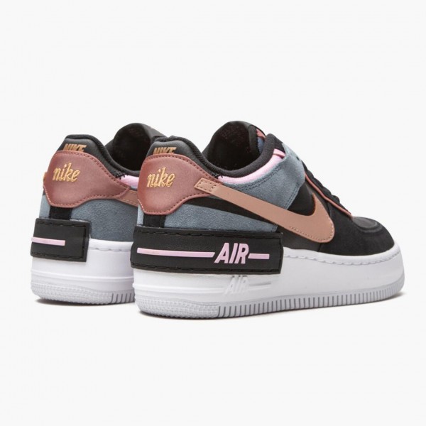 Het  Dame Nike Air Force 1 Low Shadow Svart Light Arctic Rosa Claystone Rød CU5315-001 Sneakers