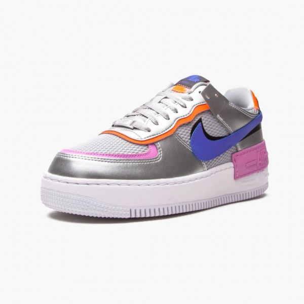 Rød  Dame Nike Air Force 1 Shadow Metallic Sølv CW6030-001 Sneakers