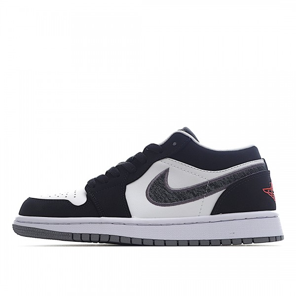 Jordan 1 Low Svart Hvit Wolf Grå Infrared 23 553558-029 Dame/Herre