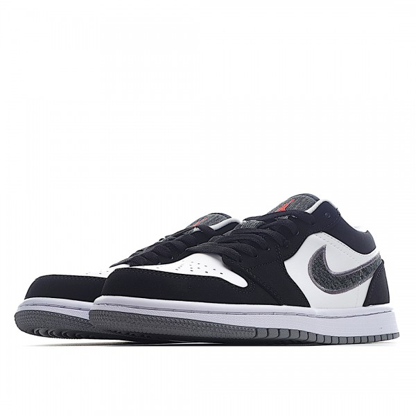 Jordan 1 Low Svart Hvit Wolf Grå Infrared 23 553558-029 Dame/Herre