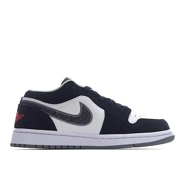 Ny  Jordan 1 Low Svart Hvit Wolf Grå Infrared 23 553558-029 Dame/Herre Sneakers