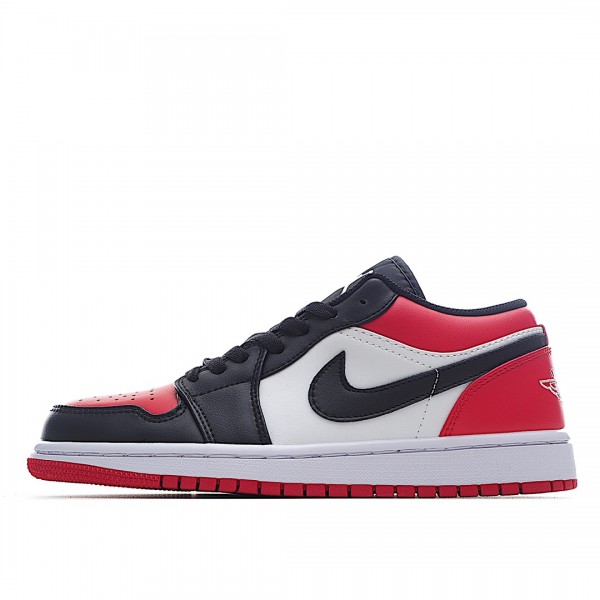 Jordan 1 Low Rød Svart Toe 553558-618 Dame/Herre