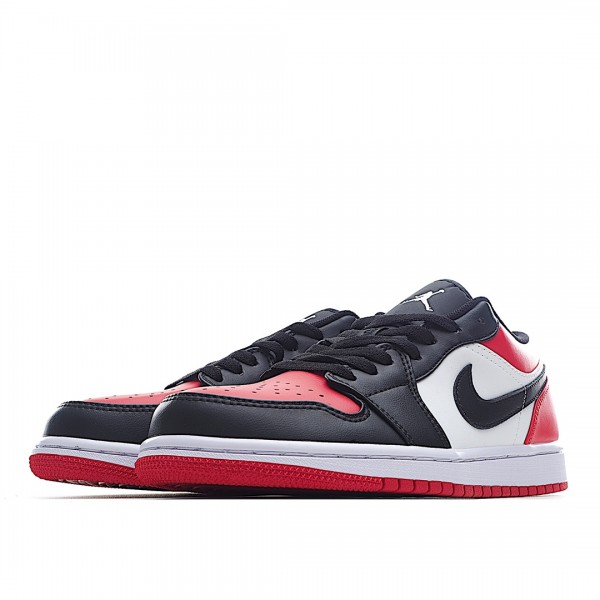 Jordan 1 Low Rød Svart Toe 553558-618 Dame/Herre