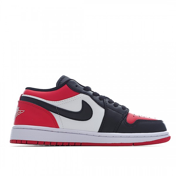 Het  Jordan 1 Low Rød Svart Toe 553558-618 Dame/Herre Sko