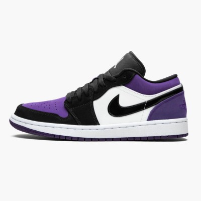 Jordan 1 Low "Court Purple" Dame/Herre 553558 125 Hvit/Svart-Court Purple 