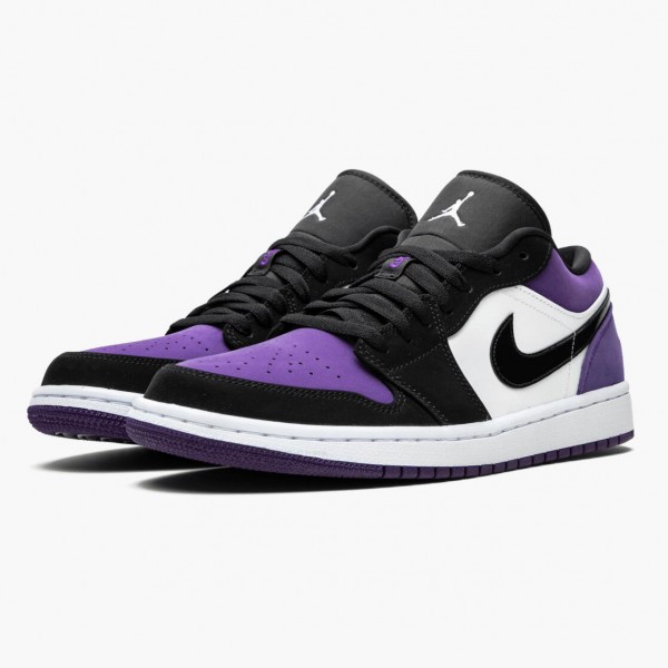 Jordan 1 Low "Court Purple" Dame/Herre 553558 125 Hvit/Svart-Court Purple 