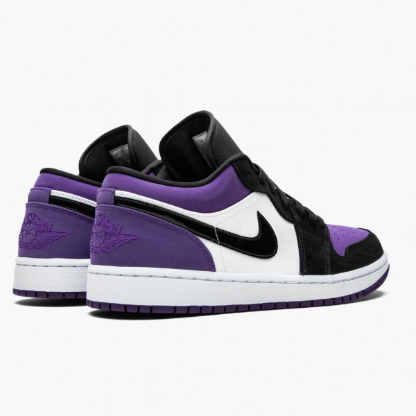 Brun  Jordan 1 Low Court Purple Dame/Herre 553558 125 Hvit/Svart-Court Purple Sko