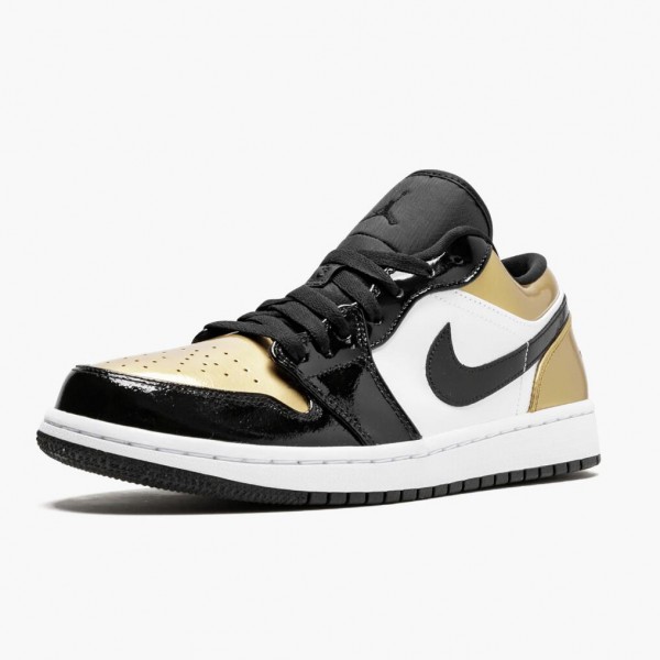 Het  Jordan 1 Low Gold Toe Dame/Herre CQ9447 700 Svart/Gull-Svart Sko