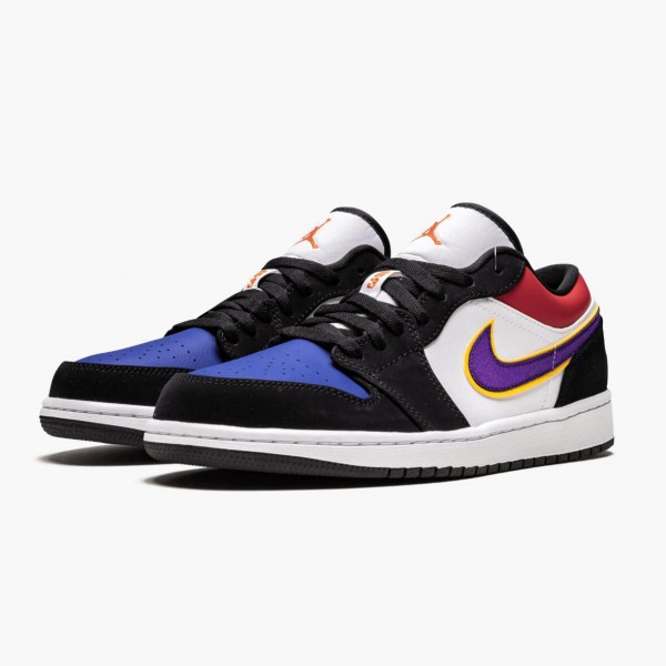 Jordan 1 Low "Lakers Top 3" Dame/Herre CJ9216 051 Svart/Field Purple-Hvit 