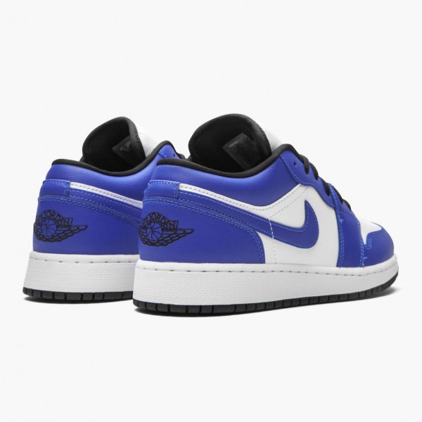 Blå  Jordan 1 Retro Low Game Royal Dame/Herre 553560 124 Hvit/Game Royal-Svart Sko