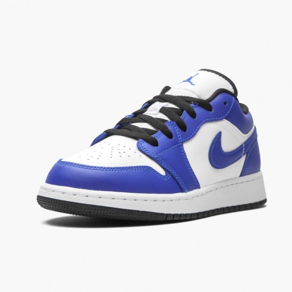 Blå  Jordan 1 Retro Low Game Royal Dame/Herre 553560 124 Hvit/Game Royal-Svart Sko