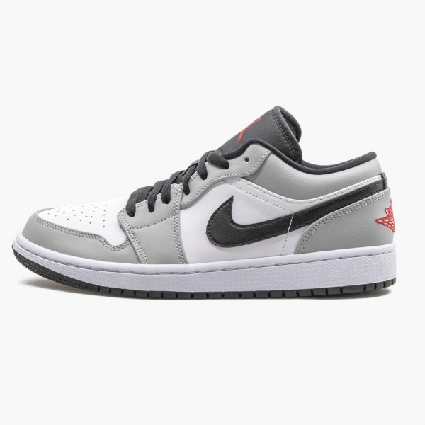 Jordan 1 Retro Low "Light Smoke Grey" Dame/Herre 553558 030 Lt Smoke Grå/Gym Rød-Hvit 