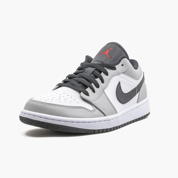 Ny  Jordan 1 Retro Low Light Smoke Grey Dame/Herre 553558 030 Lt Smoke Grå/Gym Rød-Hvit Sko