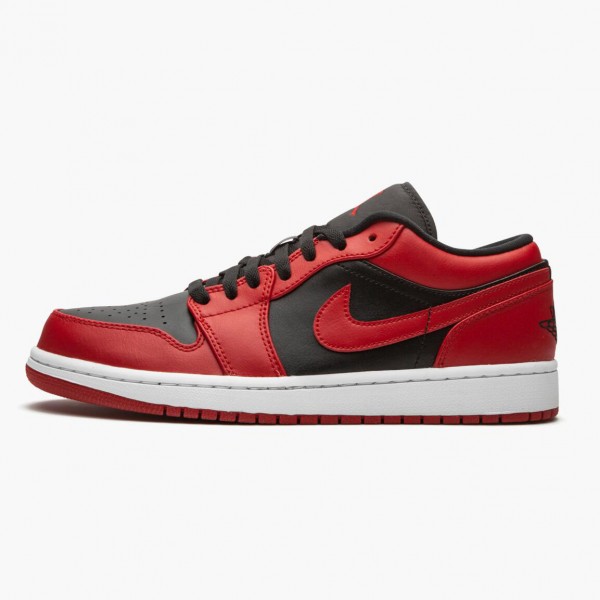 Jordan 1 Retro Low "Reverse Bred" Dame/Herre 553558 606 Gym Rød/Svart-Gym Rød-Hvit 